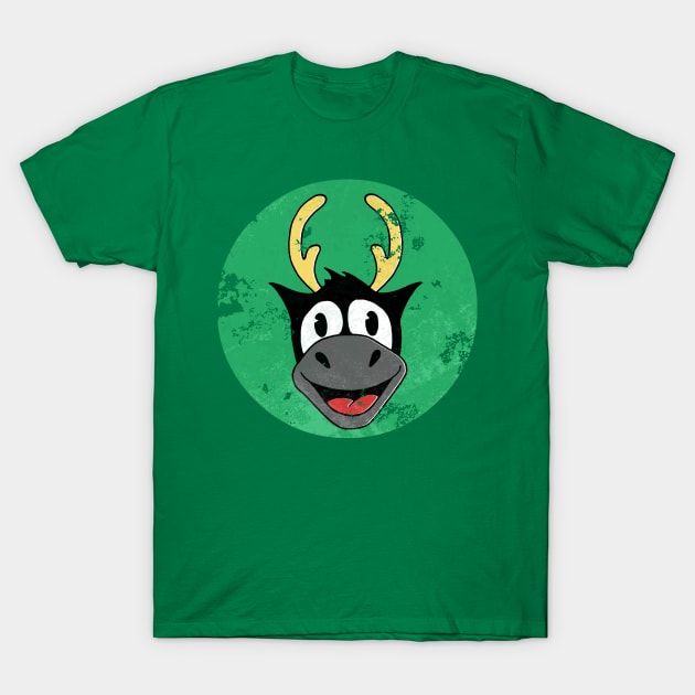 Vintage Cartoon Reindeer Head T-Shirt by ToyboyFan